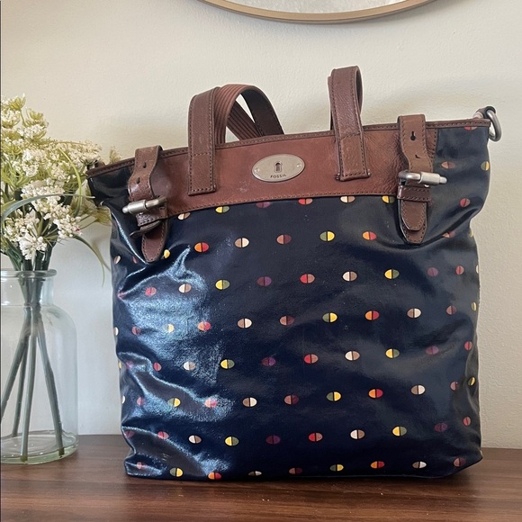 Fossil Black Tote with Multicolor Pattern - Picture 1 of 12